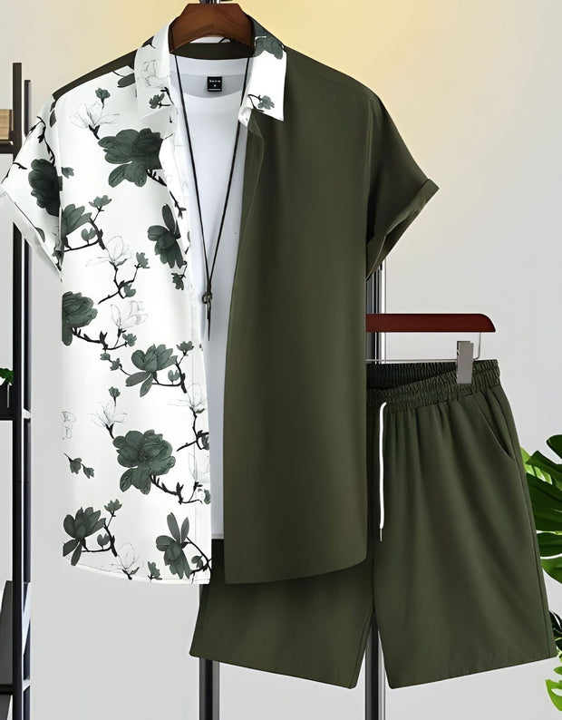 Beach Style Short Sleeve Shirt Men's Suit