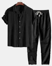 Loose Short Sleeve Shirt Trousers Suit Men