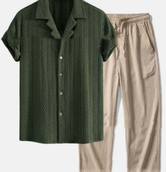 Loose Short Sleeve Shirt Trousers Suit Men