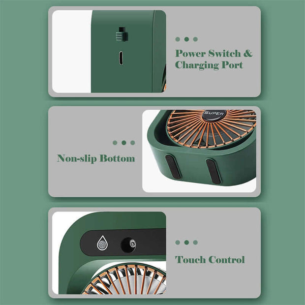 View details for Air Conditioning Fan Desk Misting Fan Air Cooler Cooling USB Rechargeable Humidifier Portable Spray Fan With 3 Wind Speeds Mist Fan For Home Air Conditioning Fan Desk Misting Fan Air Cooler Cooling USB Rechargeable Humidifier Portable Spr